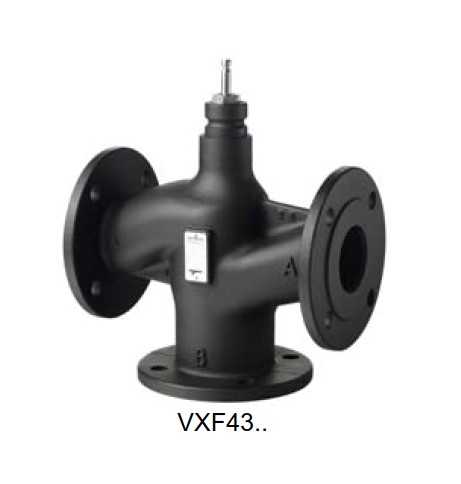 VXF43 3-port seat valves PN16 with flanged connections