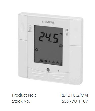 RDF310.2/MM Flush mount room thermostat for 2-pipe fan coils